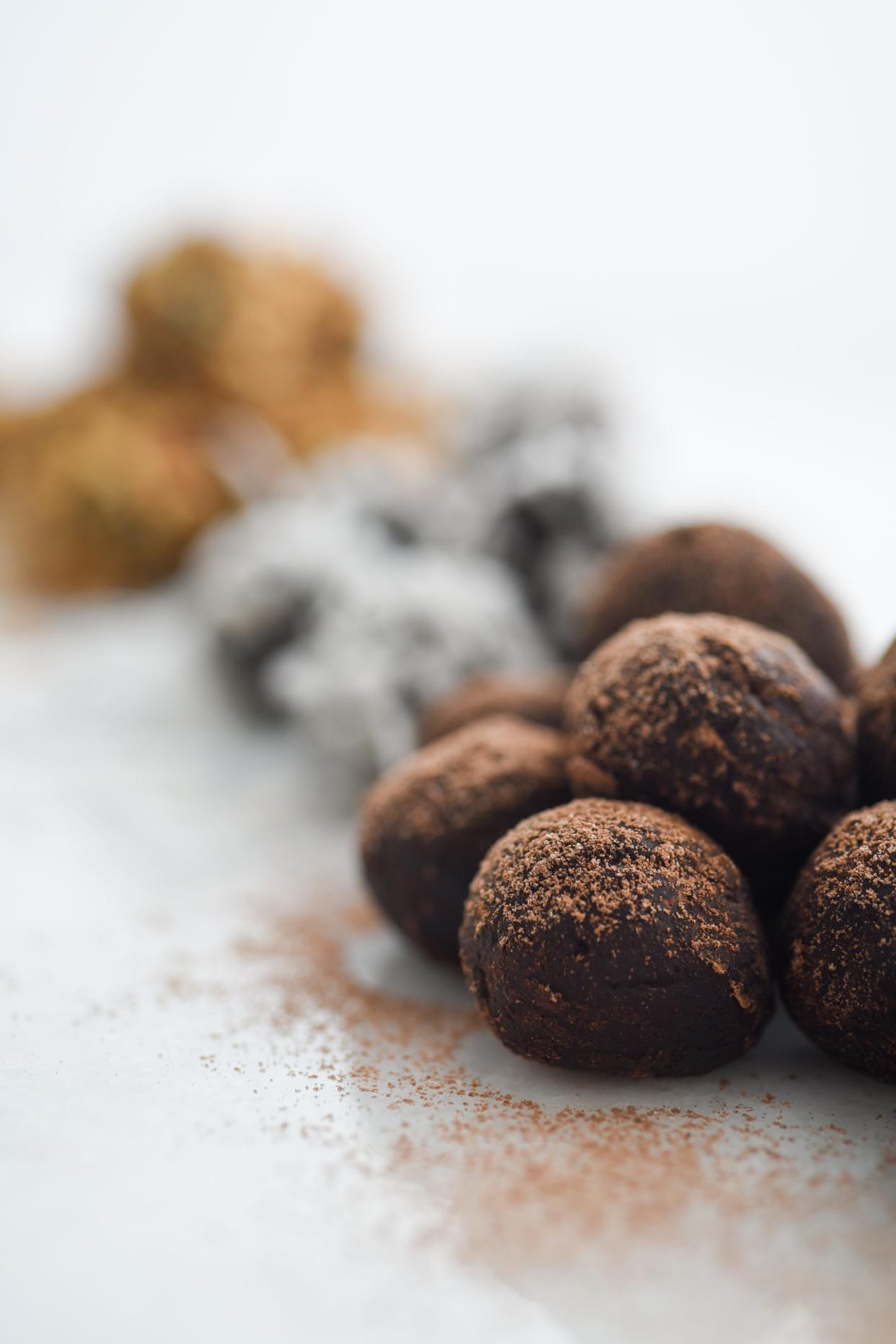 Cocoa Truffles are made with Medjool dates.
