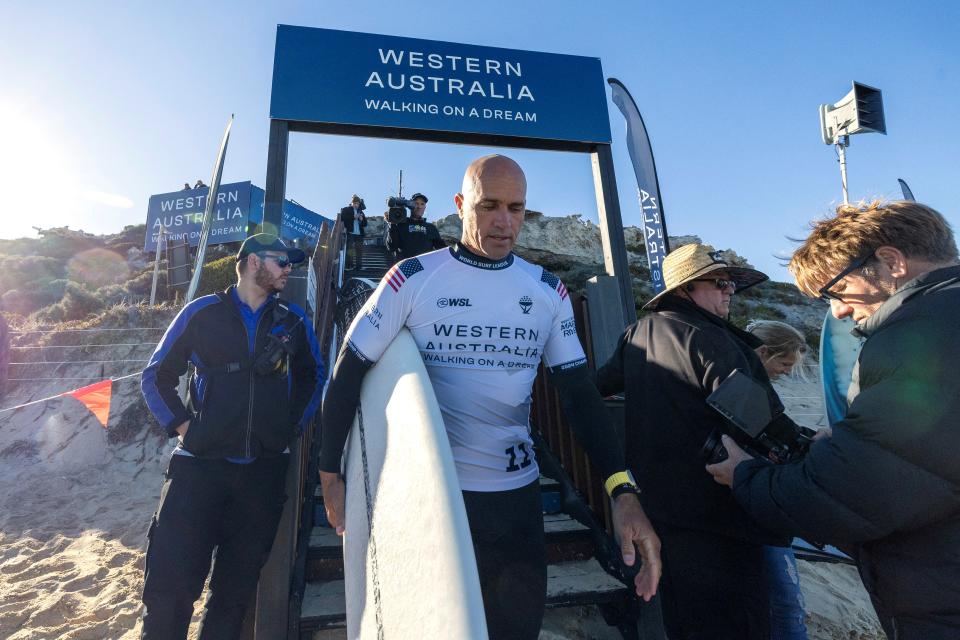 Kelly Slater prepares to compete at the Margaret River Pro.