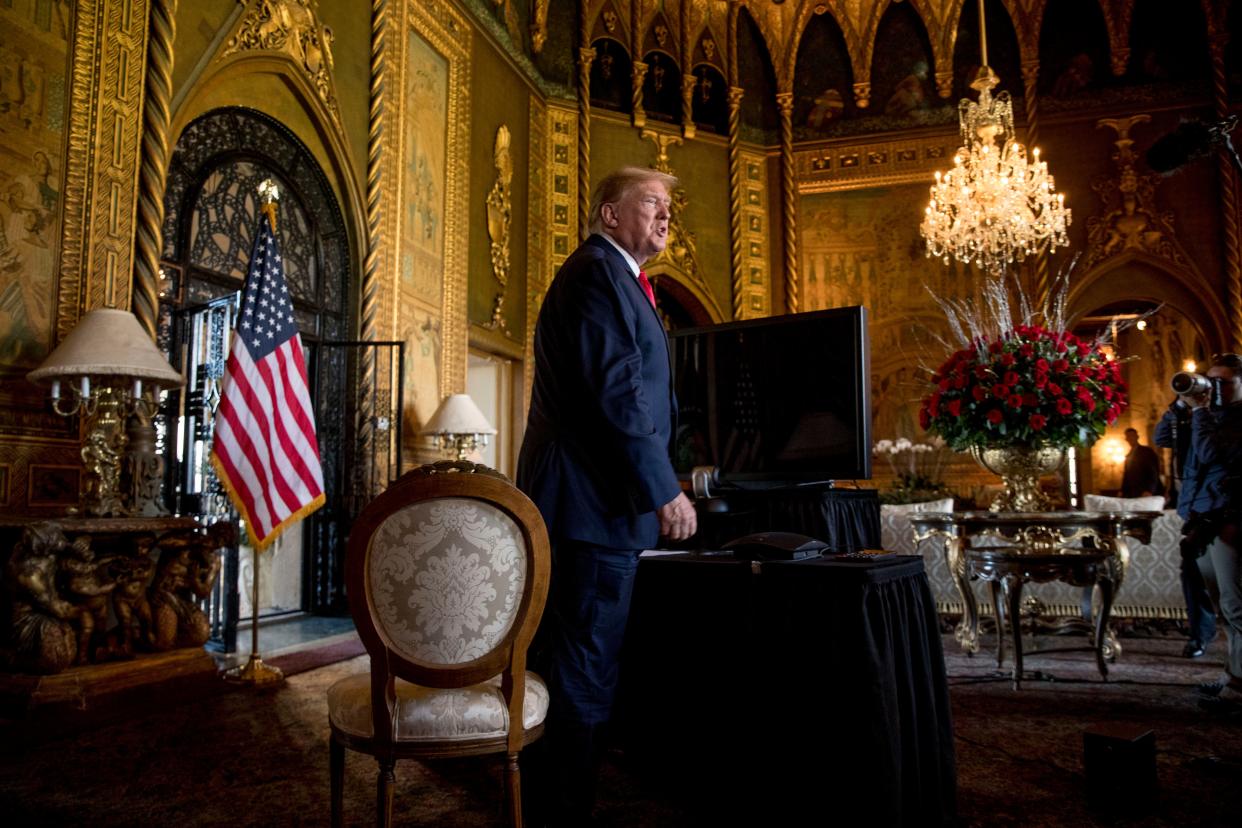 n this Dec. 24, 2019, file photo President Donald Trump speaks to members of the media following a Christmas Eve video teleconference (AP)