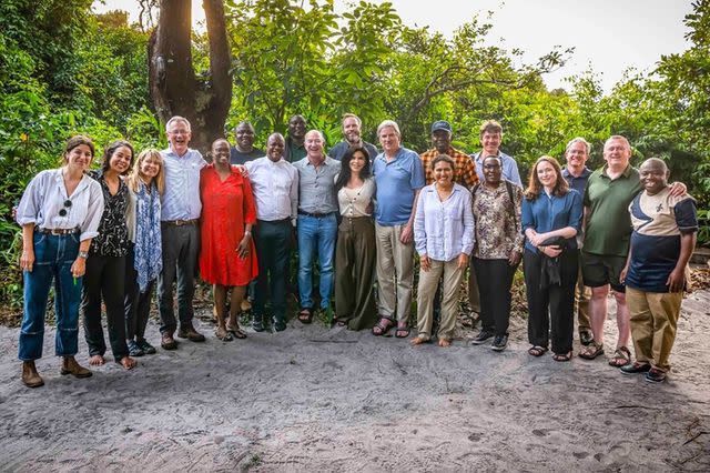 <p>Bezos Earth Fund</p> Jeff Bezos and Lauren Sánchez with grantees