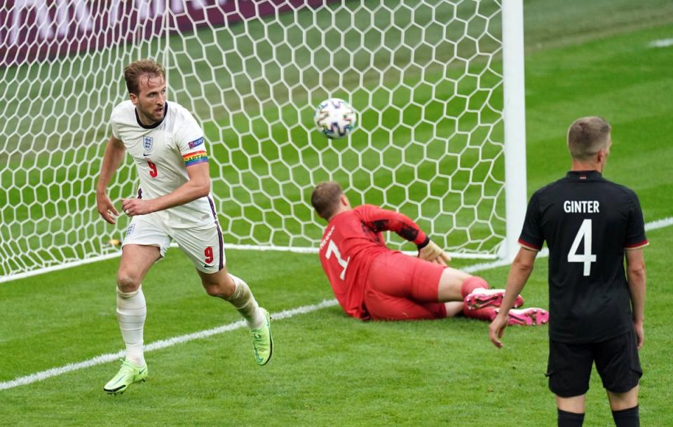 Harry Kane scored in England’s 2-0 win over Germany at last summer’s Euros (Mike Egerton/PA Images) (PA Archive)