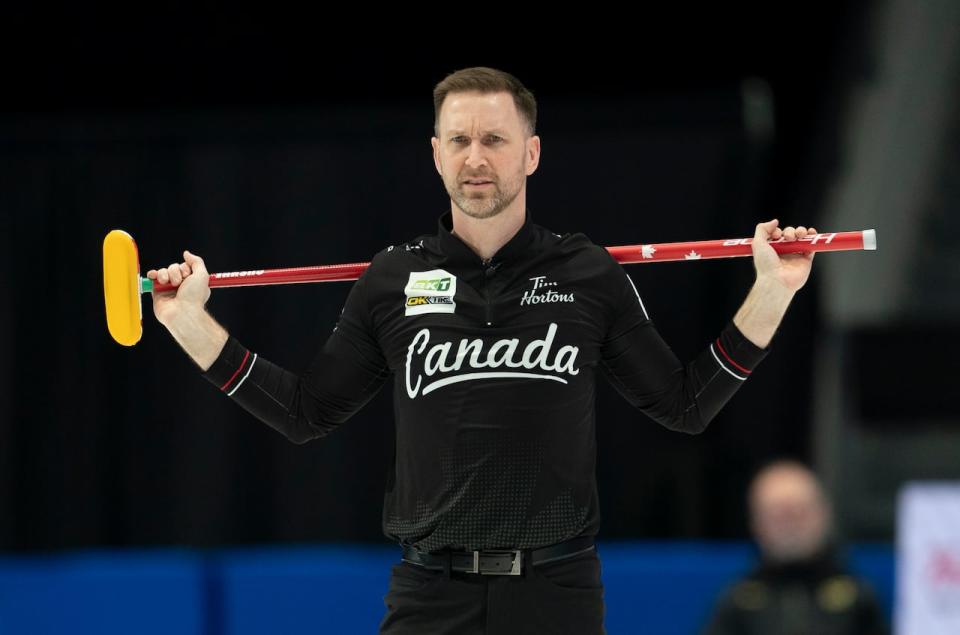 Newfoundland skip Brad Gushue, shown at the world curling championships in April, is not happy with the conditions at the Pan Continental Curling Championship taking place this week in Kelowna, B.C.  (Adrian Wyld/Canadian Press - image credit)