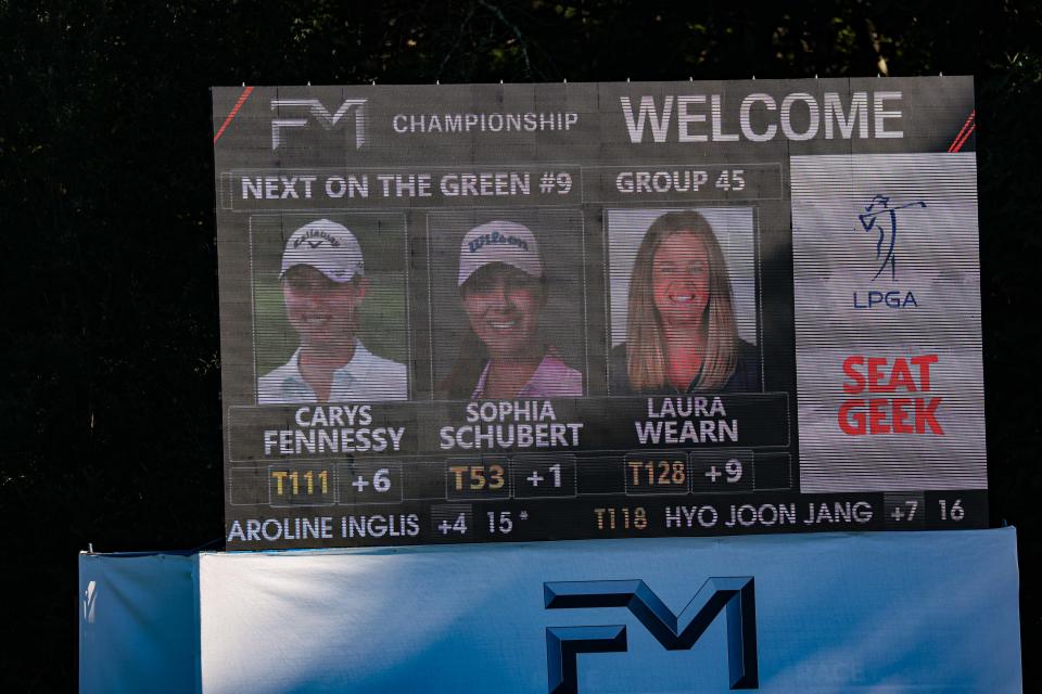 Dover High School Carys Fennessy was in a group with with Sophia Shubert and Laura Wearn during the second round of the LPGA's FM Global Championship at TPC Boston Friday, Aug. 30, 2024 in Norton, Massachusetts.