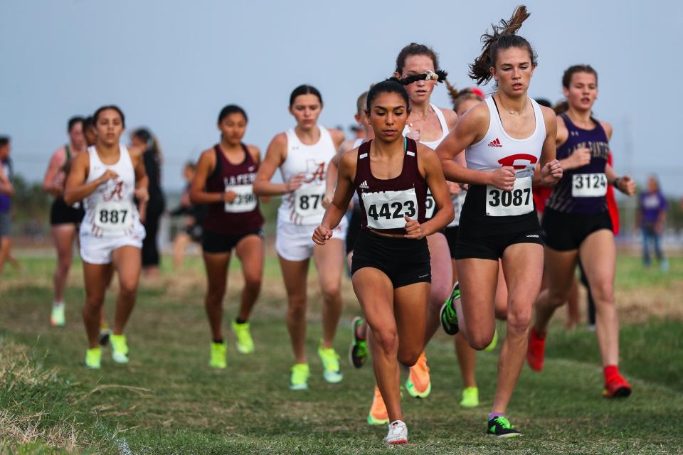 Sinton's Zerah Martinez (4423) competes in the UIL Region IV Cross Country Championships at Dr. Jack Dugan Family Soccer and Track Stadium in Corpus Christi, Texas on Monday, Oct. 24, 2022. Martinez won the 4A girls race with a time of 11:26.89.
