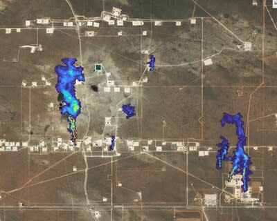 Methane plumes from oil and gas facilities in the Permian Basin observed by Carbon Mapper airborne surveys and available on its public portal at data.carbonmapper.org. Tanager-1 will detect methane super-emitters at unprecedented granularity and allow Carbon Mapper to scale up its data that can be used to drive local mitigation action globally.