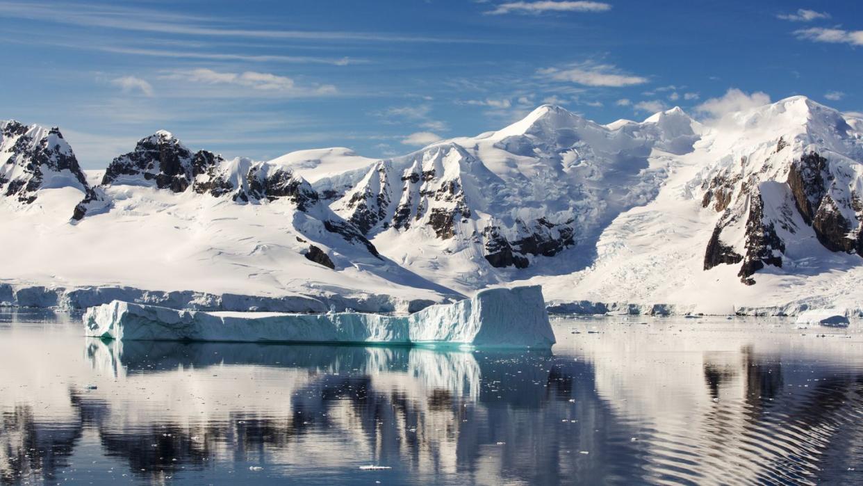 the gerlache strait separating the palmer archipelago from the antarctic peninsular off anvers island the antartic peninsular is one of the fastest warming areas of the planet