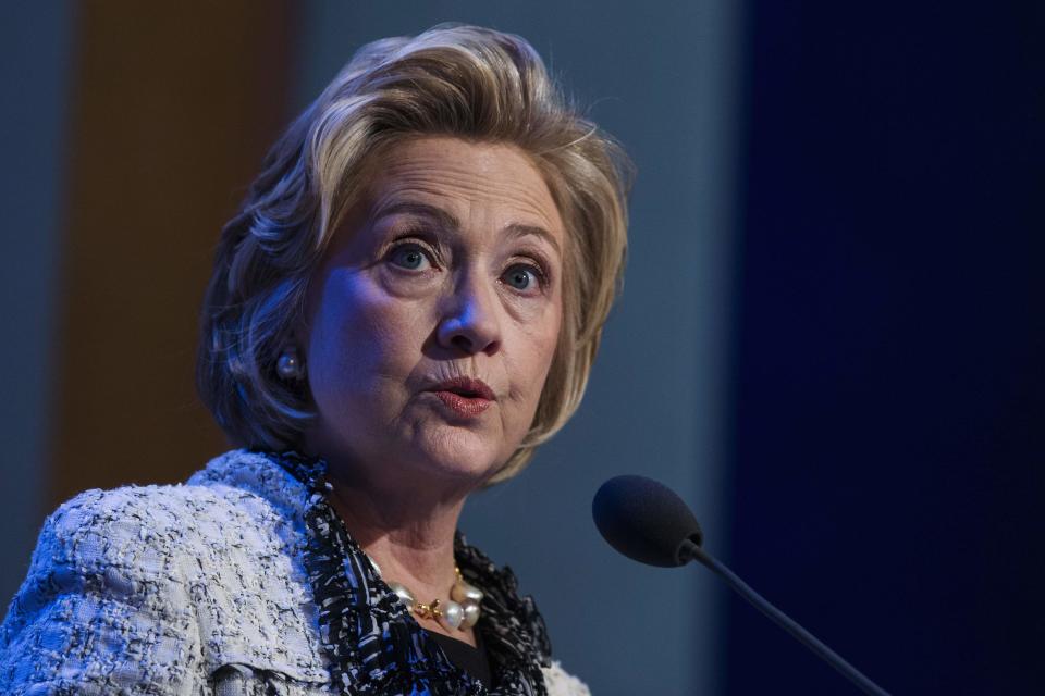 Former U.S. Secretary of State and former first lady Hillary Clinton speaks during a Clinton Global Initiative (CGI) conference in New York September 25, 2013. The CGI was created by former U.S. President Bill Clinton in 2005 to gather global leaders to discuss solutions to the world's problems. REUTERS/Lucas Jackson (UNITED STATES - Tags: POLITICS)