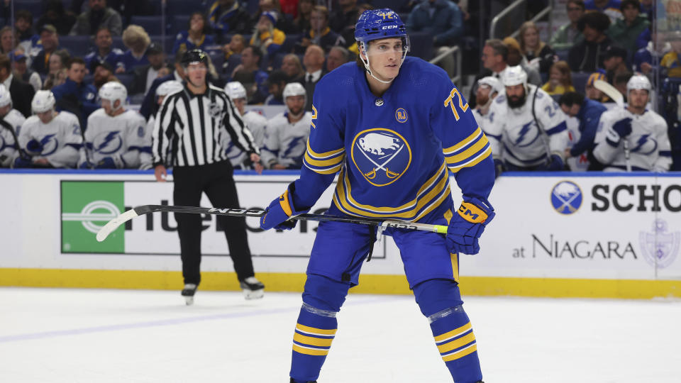 It's looking like Tage Thompson will miss some time. (AP Photo/Jeffrey T. Barnes)