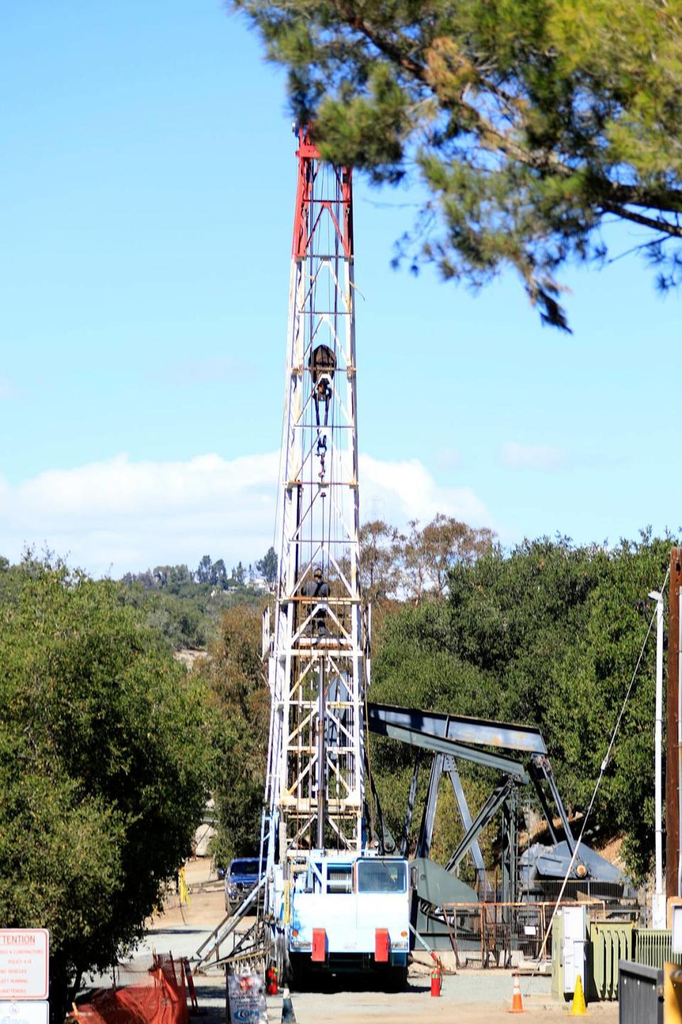 A new oil rig being built on the Arroyo Grande field on Oct. 18.