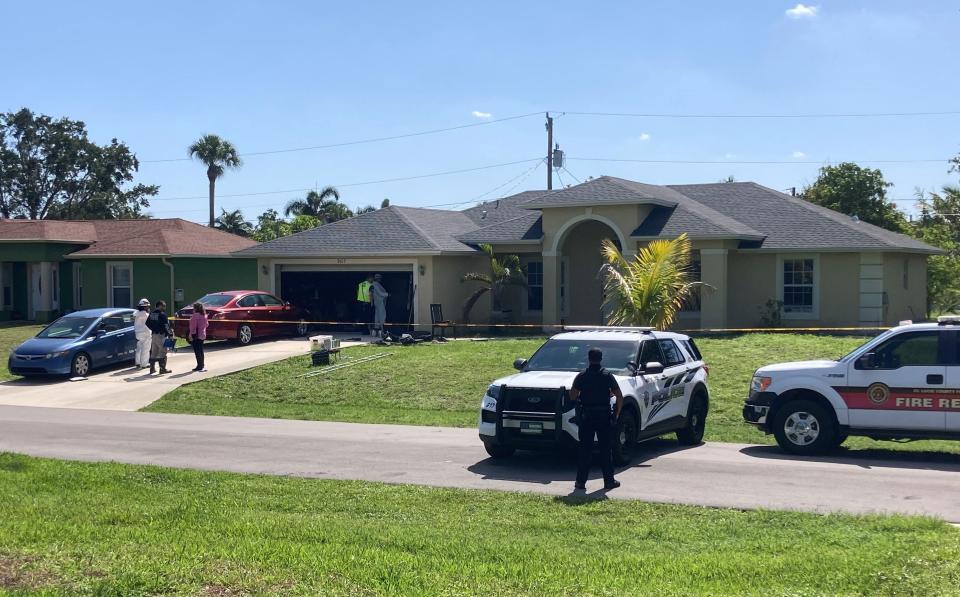 Port St. Lucie police responded to a fire at this house in the 2600 block of Southwest Cactus Circle early Monday, May 1, 2023, where a man, 56, was found dead in the garage. Police and fire officials are investigating.