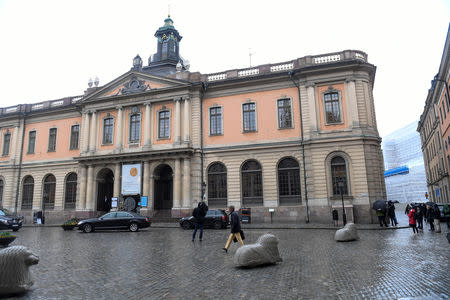 FILE PHOTO: A general view of the old Stock Exchange Building, home of the Swedish Academy, in Stockholm, Sweden May 3, 2018. TT News Agency/Fredrik Sandberg/via REUTERS/File Photo