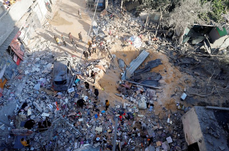 Aftermath of an Israeli strike on a house, in Rafah