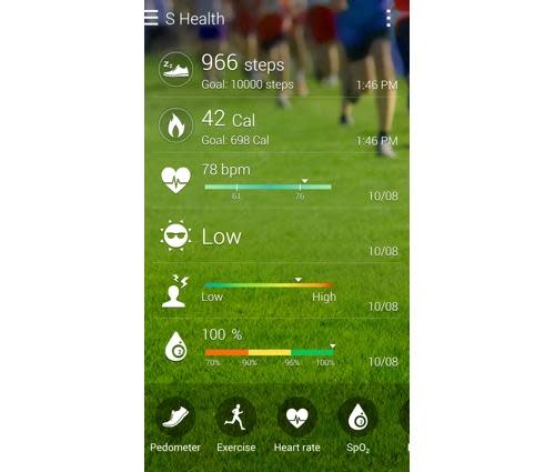 S Health app on a Galaxy Note 4 smartphone