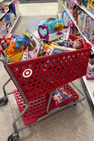 <p>Kylie Jenner/TikTok</p> Jenner and Stormi also donated lots of toys from Target