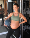 <p>The reality star shared a pic in maternity workout gear, captioning the snap, "Wearing the new maternity range from @lornajaneactive." Pregnancy doesn't stop this fitness fanatic.</p>