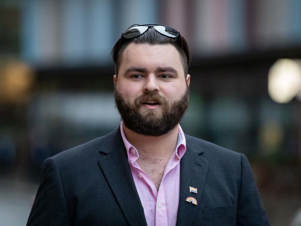 Andrew Dymock arrives at the Old Bailey, London, where he is appearing on terrorism charges on 3 January 2019 (PA)