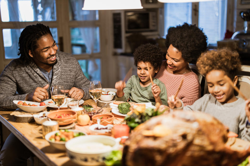 family having dinner