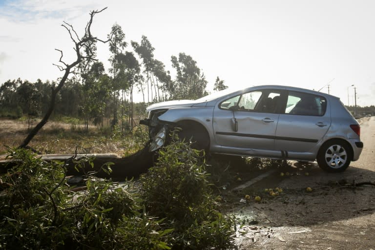 The region around capital Lisbon and the centre of the country at Coimbra and Leiria were worst hit with trees uprooted, cars and houses damaged and local flooding reported