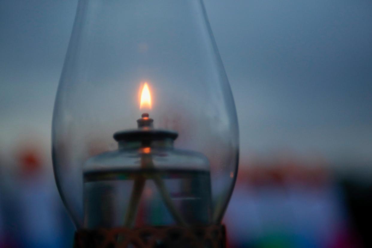 A Lego menorah was lit to mark the beginning of Hanukkah at an event organized by Chabad of Tallahassee at Lake Ella Park, Dec. 2, 2018.