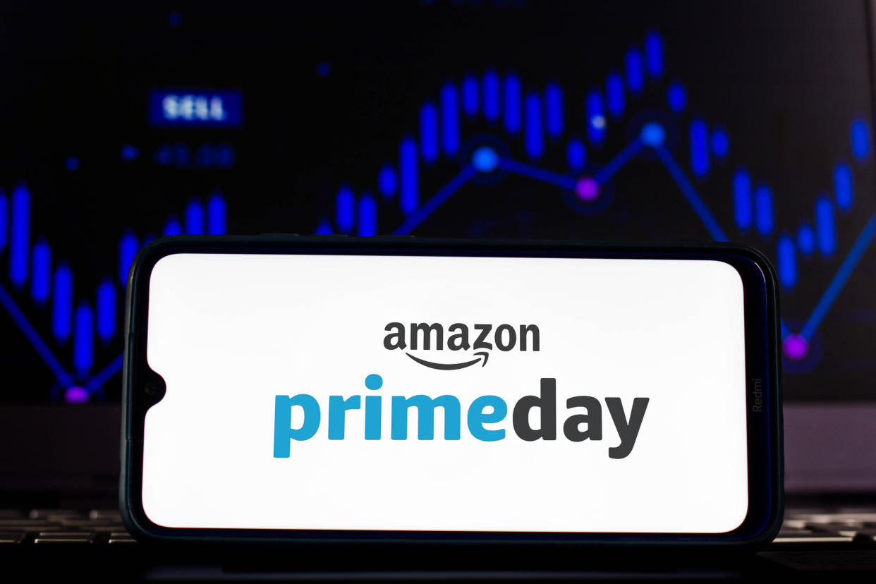 BRAZIL - 2021/02/12: In this photo illustration the Amazon Prime Day logo seen displayed on a smartphone screen. (Photo Illustration by Rafael Henrique/SOPA Images/LightRocket via Getty Images)