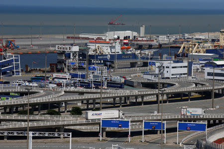 FILE PHOTO: View of the port of Calais, France, after Britain's referendum results to leave the European Union were announced June 24, 2016. REUTERS/Pascal Rossignol/File Photo