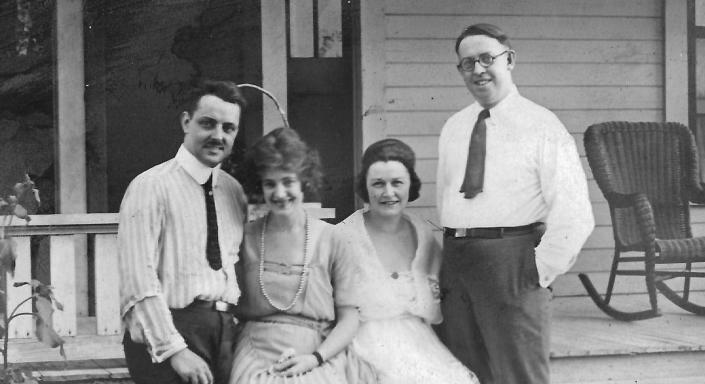 <span class="caption">In this photo from Aug. 20, 1922, Gene Kemp and Mary 'Teddie' Kemp, at left, are seen with two friends.</span> <span class="attribution"><span class="source">Jeffrey L. Littlejohn</span></span>