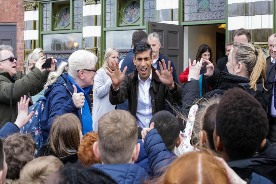 Prime Minister Rishi Sunak outside the Elephant & Castle pub at the Black Country Living Museum, Dudley. <i>(Image: Andrew Wong / CCHQ)</i>