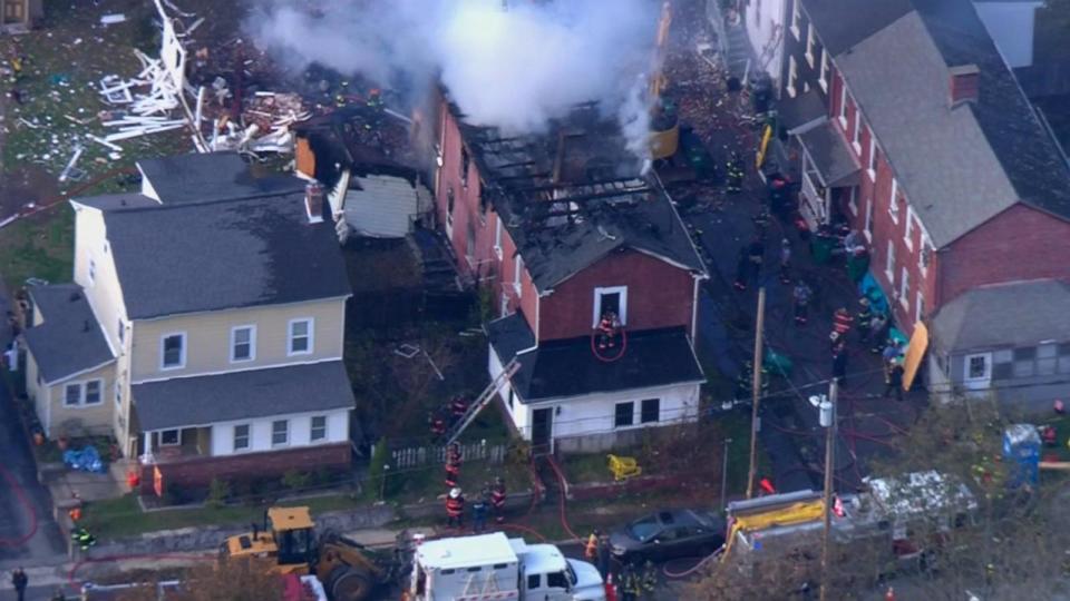 PHOTO: Multiple people were injured when a gas line was struck in Wappingers Falls, New York, causing an explosion, on Nov. 2, 2023. (WABC)