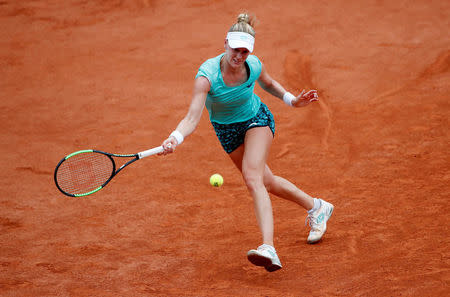 Tennis - French Open - Roland Garros, Paris, France - May 30, 2018 Alison Riske of the U.S. in action during her first round match against Romania's Simona Halep REUTERS/Pascal Rossignol