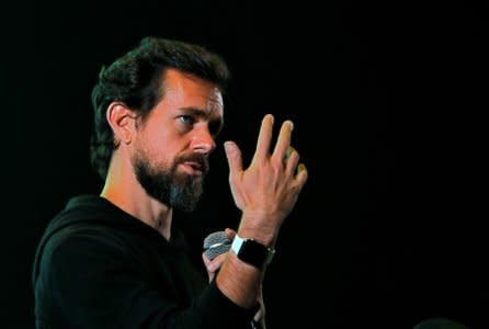 FILE PHOTO: Twitter CEO Jack Dorsey addresses students during a town hall at the Indian Institute of Technology (IIT) in New Delhi, India, November 12, 2018. REUTERS/Anushree Fadnavis
