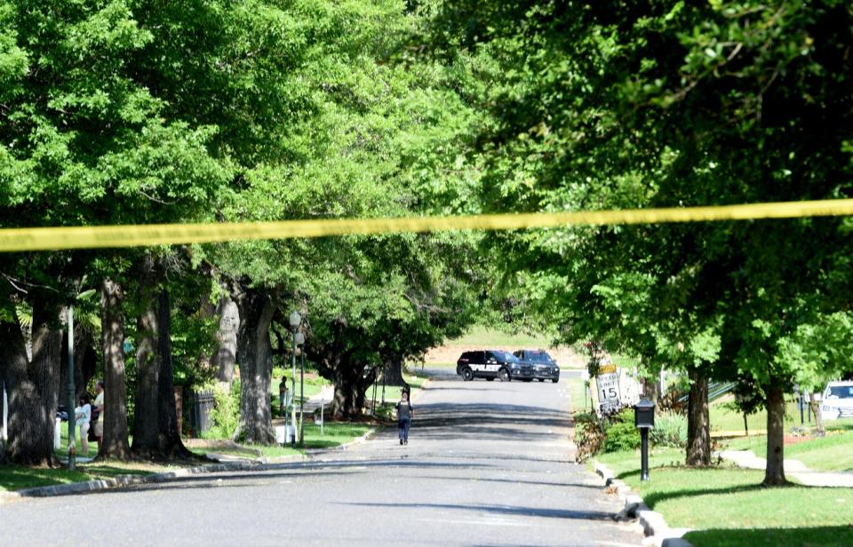 Shreveport Police respond to a shooting at the corner of Fairfield Ave. and Erie St. Sunday afternoon, May 1, 2022.
