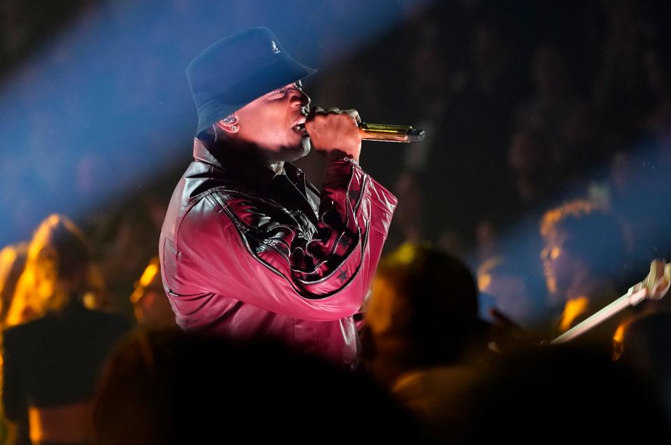 LL Cool J performs "Rock the Bells" at the 65th annual Grammy Awards on Sunday, Feb. 5, 2023, in Los Angeles. (AP Photo/Chris Pizzello)