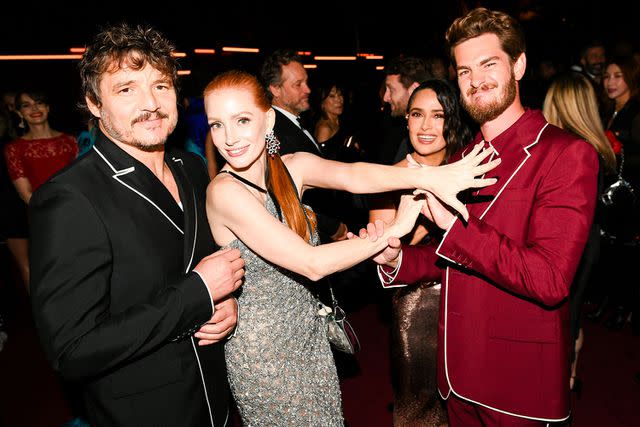 <p>Billy Farrell/BFA.com/Shutterstock</p> Pedro Pascal, Jessica Chastain, Salma Hayek and Andrew Garfield at the 2023 LACMA Art + Film Gala