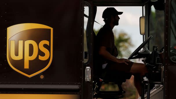 PHOTO: A UPS delivery van is driven long a city street in Garden Grove, Calif., March 29, 2022. (Mike Blake/Reuters, FILE)