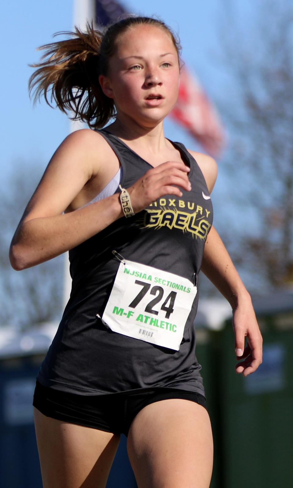 Madison Gargiulo, of Roxbury heads to the finish line, at the NJSIAA XC Sectionals North 1 Group 3 Girls race. Gargiulo, of Roxbury came in seventh place with a time of 21:39, at Garret Mountain Reservation. Saturday, November 15, 2020