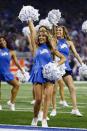 <p>Detroit Lions cheerleaders perform against the Minnesota Vikings during an NFL football game, Thursday, Nov. 24, 2016 in Detroit. (AP Photo/Rick Osentoski) </p>