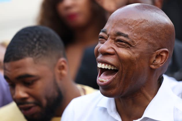 Eric Adams voted in Brooklyn's Bedford-Stuyvesant neighborhood on Tuesday. His base is in the predominantly Black and Latino precincts of Brooklyn, Queens, and the Bronx. (Photo: Michael M. Santiago/Getty Images)