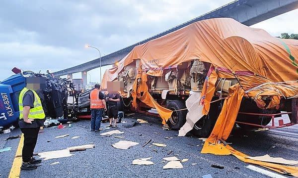 新竹物流貨櫃車駕駛肇事逃逸，已被警方查緝到案。（圖／翻攝畫面）