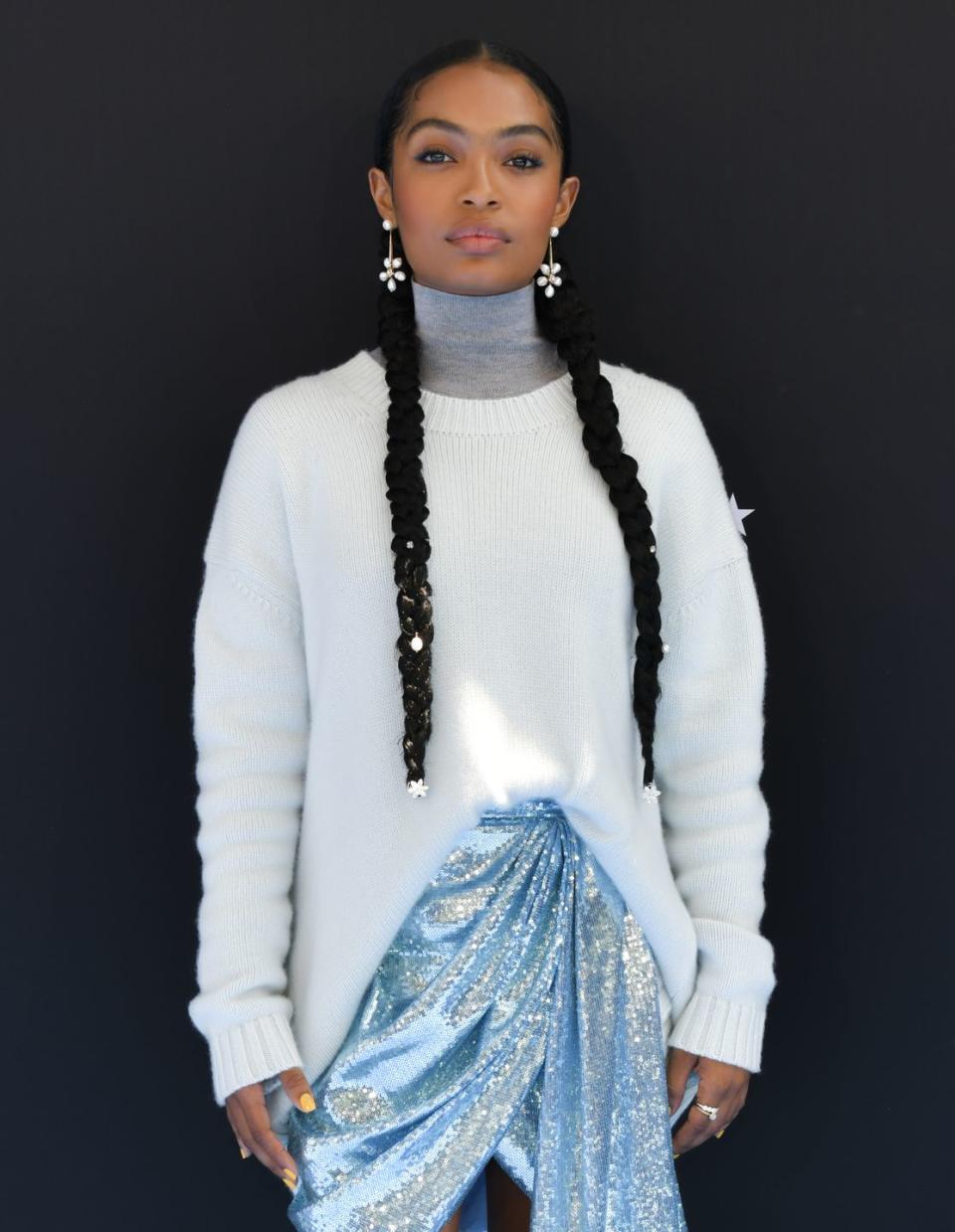 <p>The actress stepped out for the 2019 BET Awards working a pair of XXL embellished rapunzel braids courtesy of hairstylist Kendall Dorsey.</p>