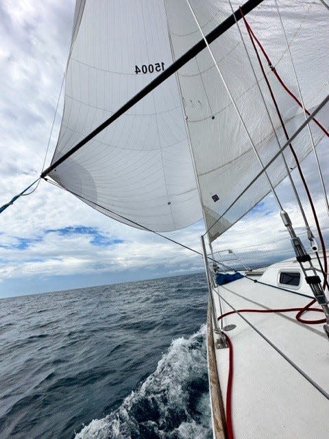 A view of Lake Huron at the start of the 2023 Port Huron to Mackinac race on Saturday, July 15, 2023, from Fast Tango. The sailboat won first in class and first overall for the Cove Island course in the Bayview Mackinac race.