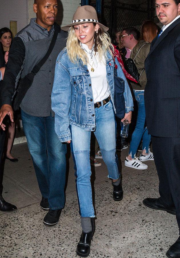 Instead, Miles has gone back to her country roots - growing out her locks, rocking lots of denim and simple makeup.