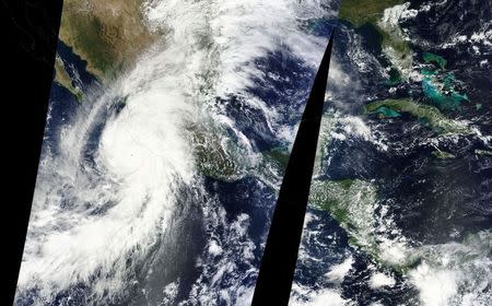 Hurricane Patricia approaches the western coast of Mexico in this October 23, 2015 NASA handout satellite image. REUTERS/NASA/Handout via Reuters