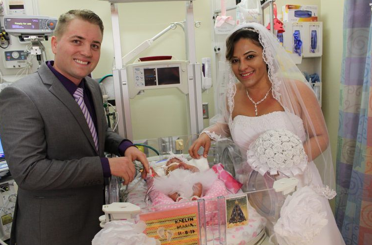 Tyler and Rubia tied the knot next to their daughter's crib in NICU. Photo: University of Alabama at Birmingham