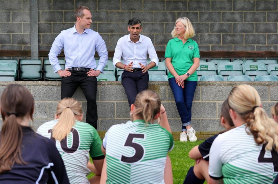 Mr Sunak gave his order when questioned by a girls’ team at Wantage Town FC (Jonathan Brady/PA Wire)