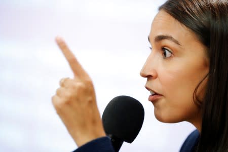 U.S. Rep. Alexandria Ocasio-Cortez (D-NY) speaks during a town hall in New York