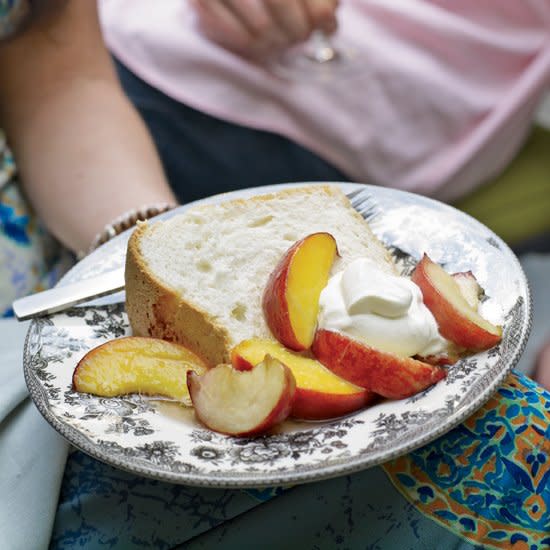 Great-Grandmother Pearl's Angel Food Cake with Peaches