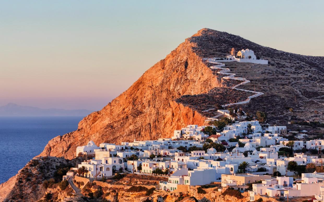 The town of the Greek island of Folegandros in the Aegean Sea