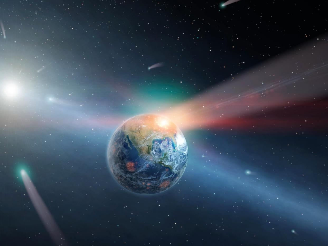 earth comets asteroid impacts water illustration shutterstock_155504771