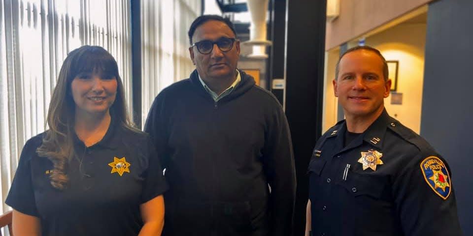 Rajbir Singh with Roseville police officers.