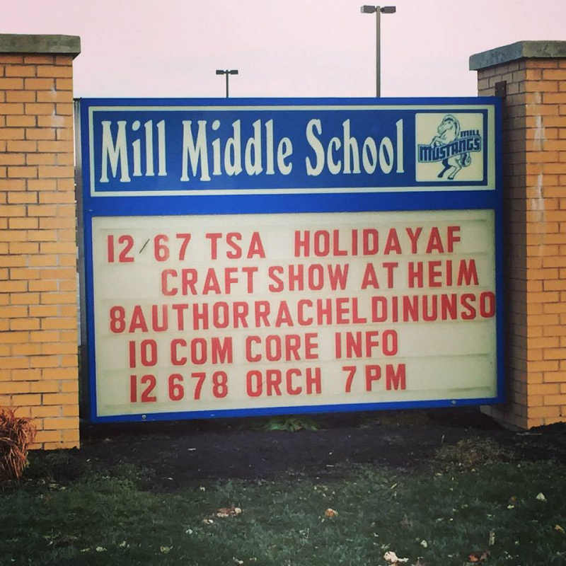 A middle school in New York has come under fire after a teacher asked students to translate Mexican and ugly and pretty and American into Spanish. — Picture via Facebook/ Mill Middle School